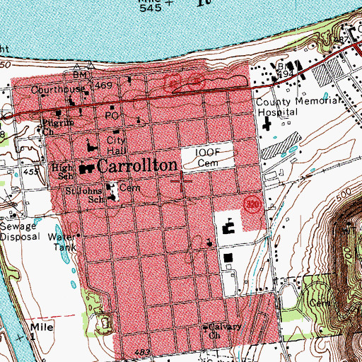 Topographic Map of Carrollton Police Department, KY