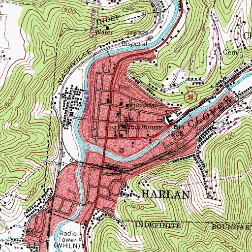 Topographic Map of Harlan County Sheriff's Office, KY