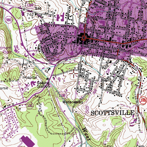 Topographic Map of Scottsville Police Department, KY