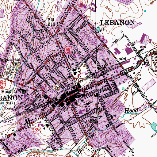 Topographic Map of Marion County Sheriff's Office, KY
