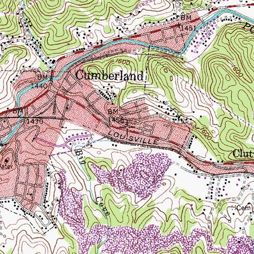 Topographic Map of Cumberland Police Department, KY