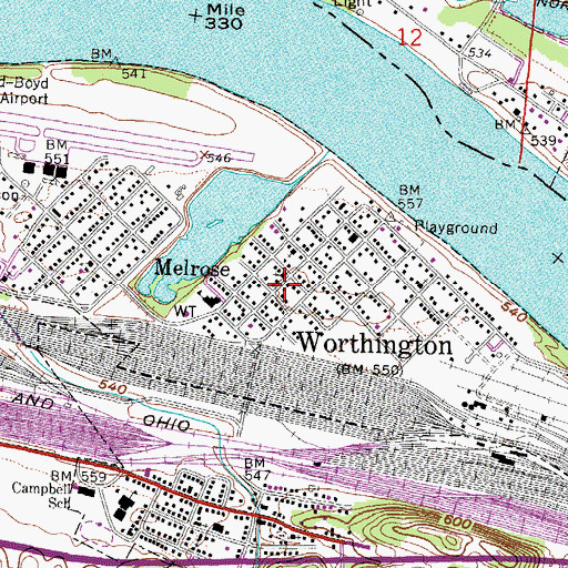 Topographic Map of Worthington Police Department, KY