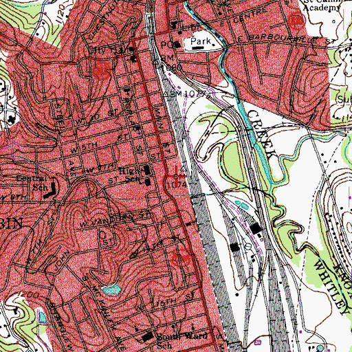 Topographic Map of Corbin Police Department, KY