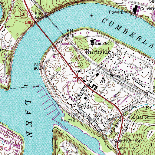 Topographic Map of Burnside Police Department, KY