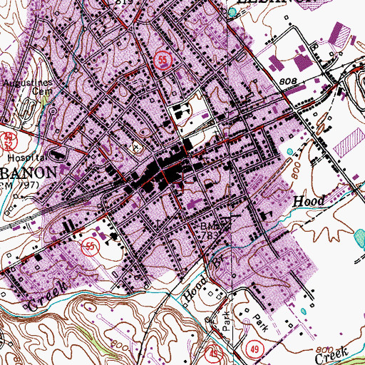Topographic Map of Lebanon Police Department, KY