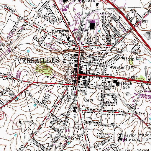 Topographic Map of Woodford County Sheriff's Office, KY