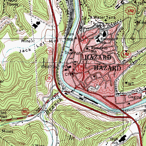Topographic Map of Perry County Sheriff's Office, KY