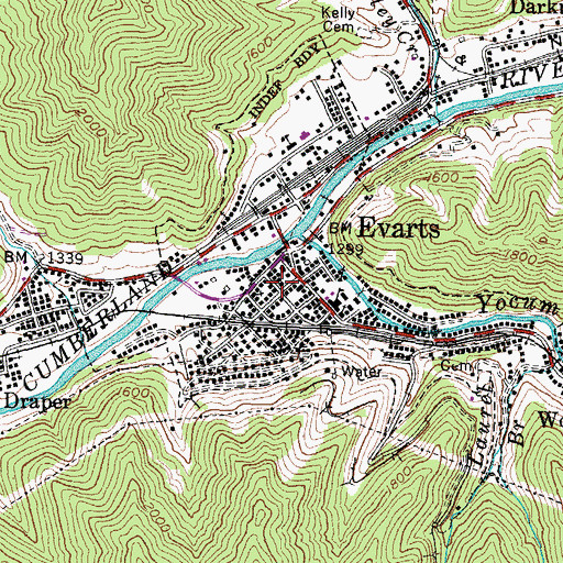 Topographic Map of Evarts Police Department, KY