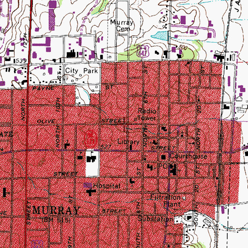 Topographic Map of Calloway County Sheriff's Office, KY