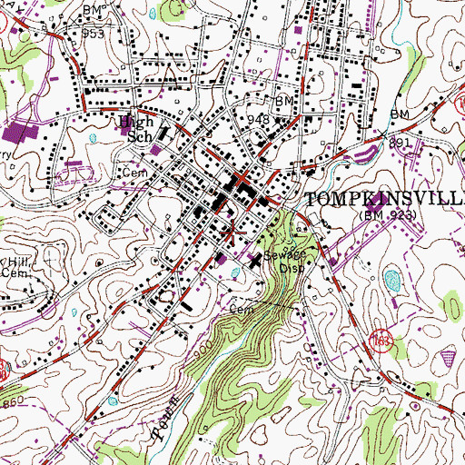 Topographic Map of Tompkinsville Police Department, KY