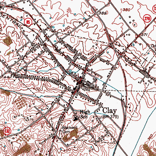 Topographic Map of Clay Police Department, KY
