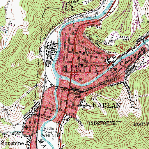 Topographic Map of Harlan Police Department, KY