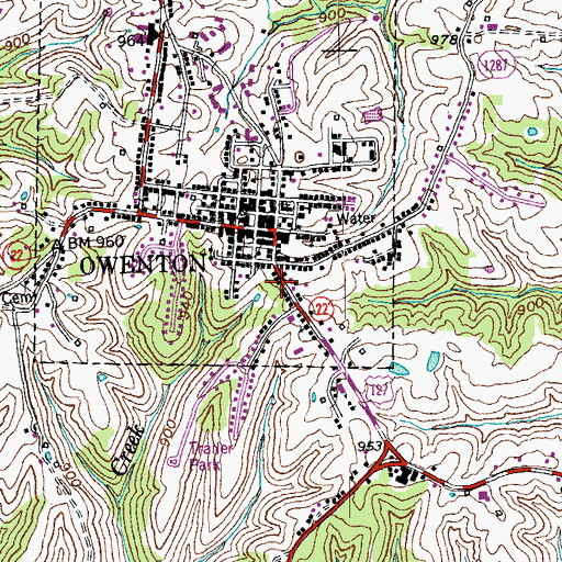 Topographic Map of Owenton Police Department, KY