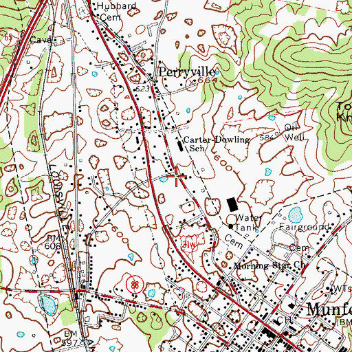 Topographic Map of Munfordville Police Department, KY