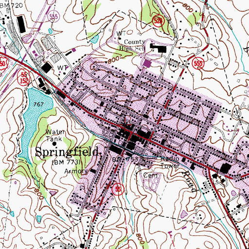 Topographic Map of Springfield Police Department, KY