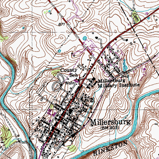 Topographic Map of Millersburg Police Department, KY