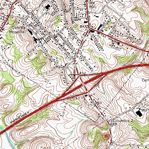 Topographic Map of Kentucky State Police Post 15, KY