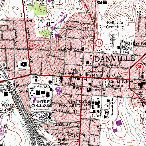 Topographic Map of Danville Police Department, KY