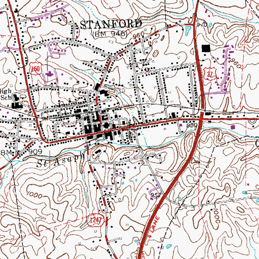 Topographic Map of Stanford Police Department, KY