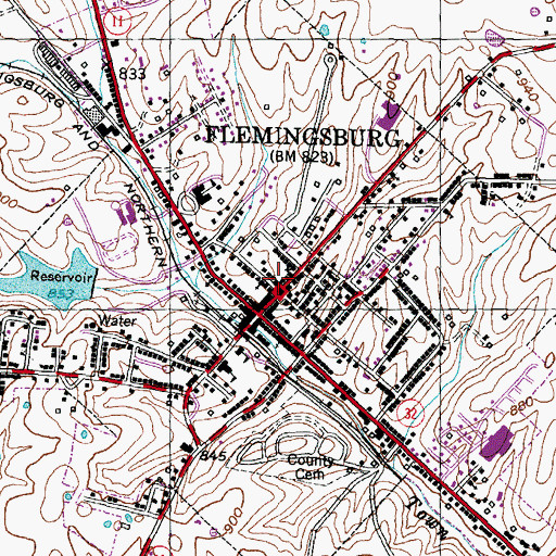 Topographic Map of Fleming County Sheriff's Offfice, KY