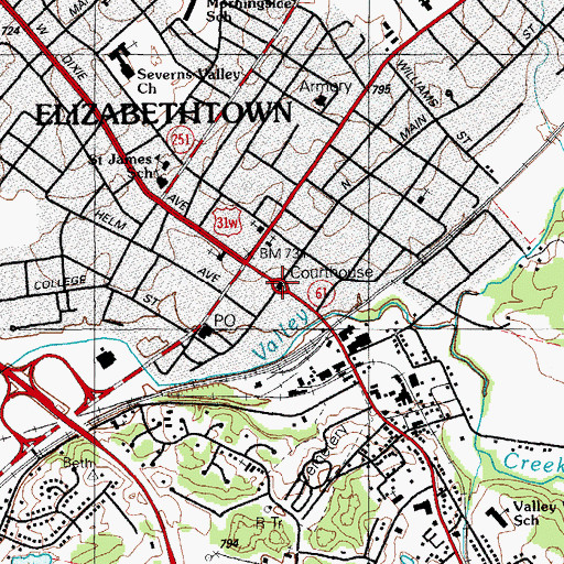 Topographic Map of Hardin County Sheriff's Office, KY