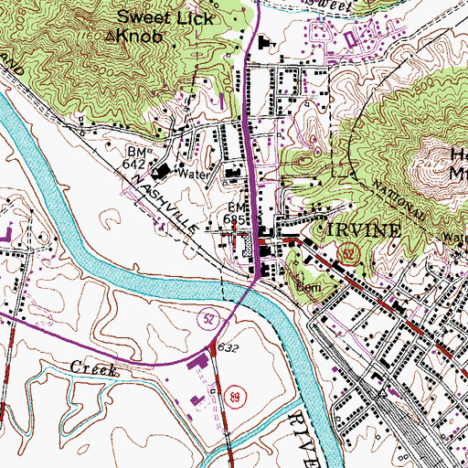 Topographic Map of Irvine Police Depaartment, KY
