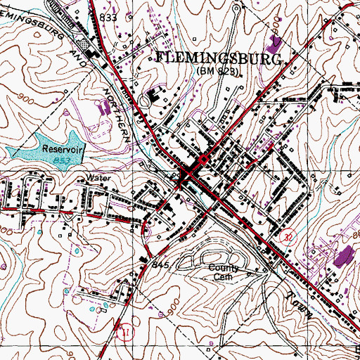 Topographic Map of Flemingsburg Police Department, KY