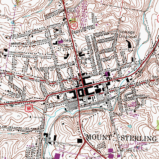 Topographic Map of Montgomery County Sheriff's Office, KY