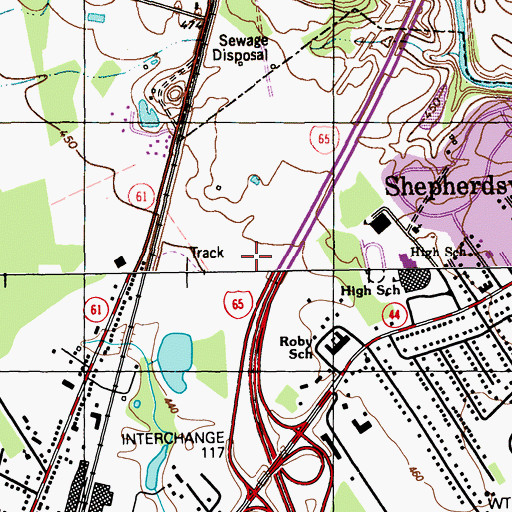 Topographic Map of Shepherdsville Police Department, KY