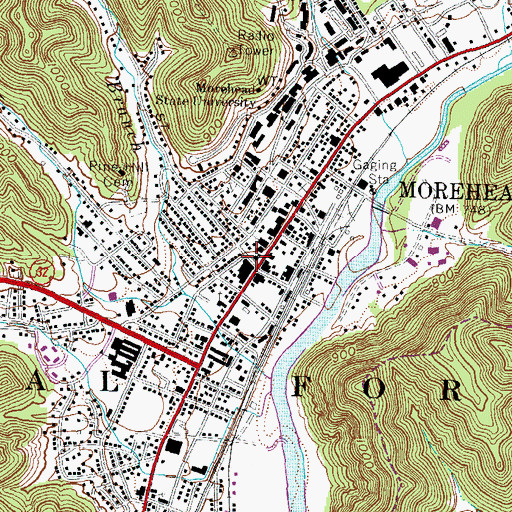 Topographic Map of Morehead Police Department, KY
