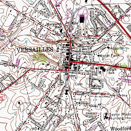Topographic Map of Versailles Police Department, KY