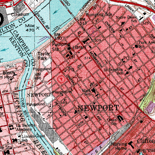 Topographic Map of Campbell County Regional Juvenile Detention Center School, KY