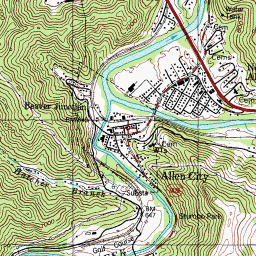 Topographic Map of Allen Police Department, KY