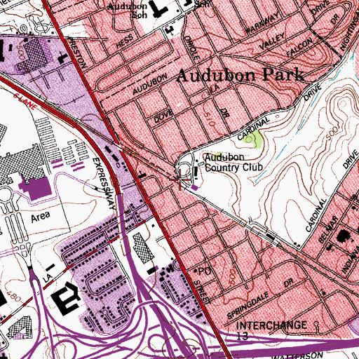 Topographic Map of Audubon Park Police Department, KY