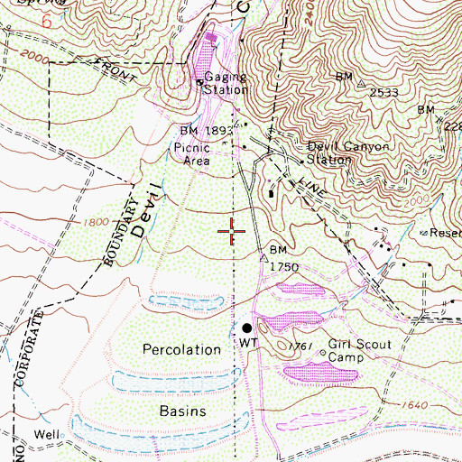 Topographic Map of Devil Canyon, CA
