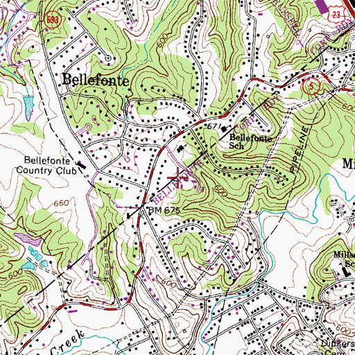Topographic Map of Bellefonte Police Department, KY