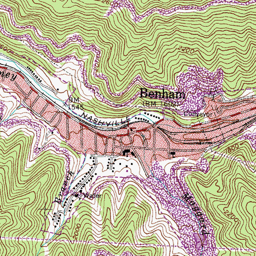 Topographic Map of Benham Police Department, KY