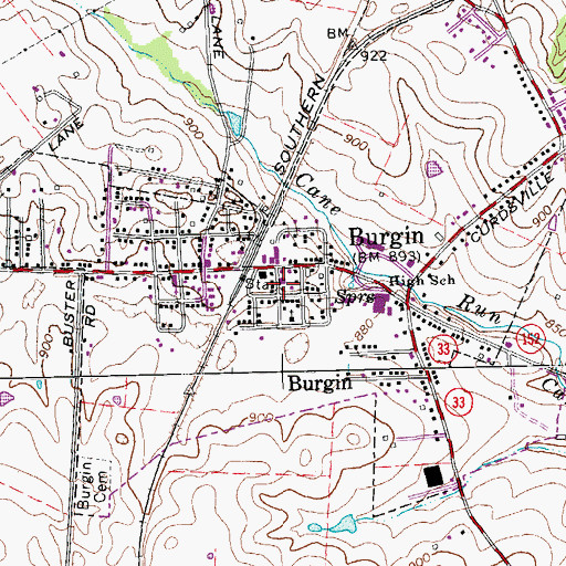 Topographic Map of Burgin Police Department, KY