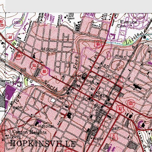 Topographic Map of Christian County Sheriff's Department, KY