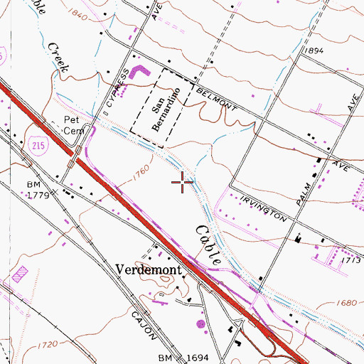 Topographic Map of Meschman Canyon, CA
