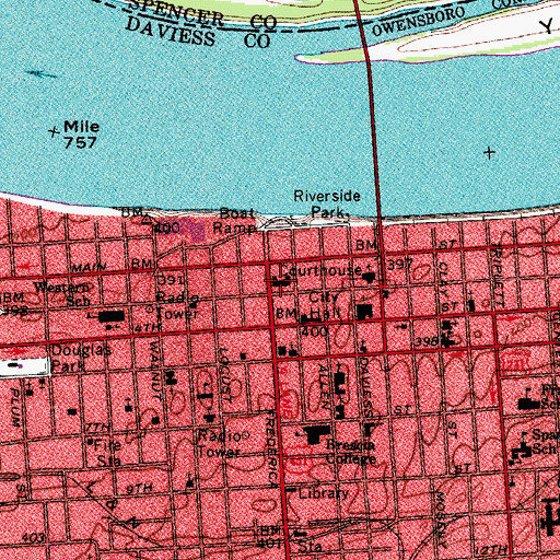 Topographic Map of Daviess County Sheriff's Department, KY