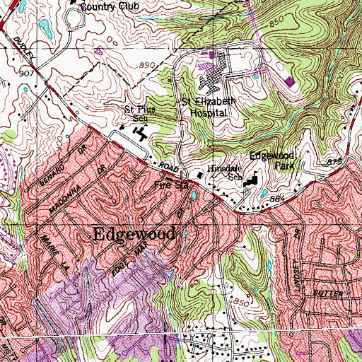 Topographic Map of Edgewood Police Department, KY