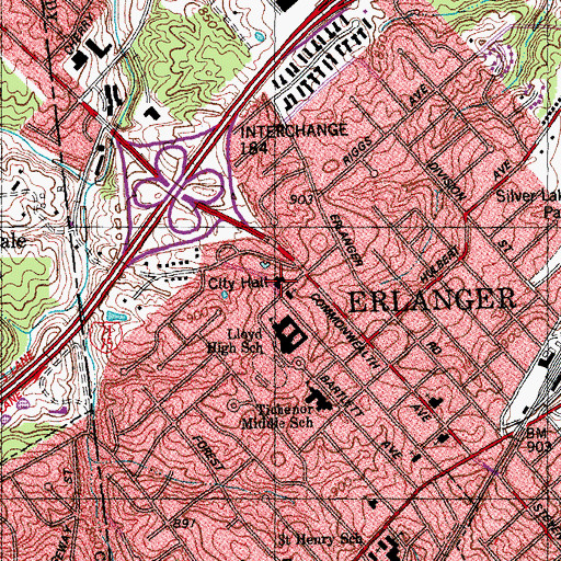 Topographic Map of Erlanger Police Department, KY