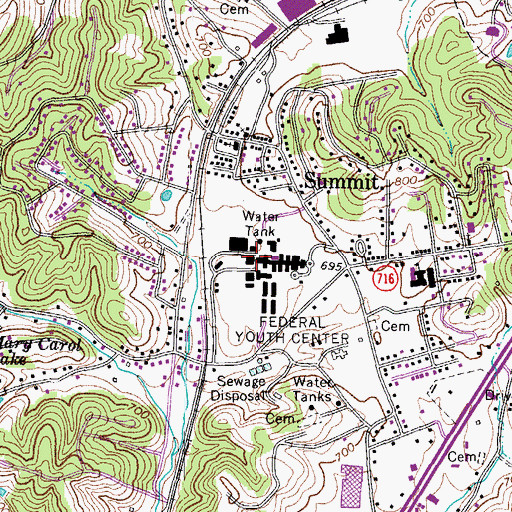 Topographic Map of Federal Correctional Institution Ashland, KY