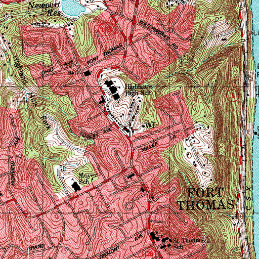Topographic Map of Fort Thomas Police Department, KY