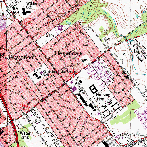 Topographic Map of Graymoor - Devondale Police Department, KY
