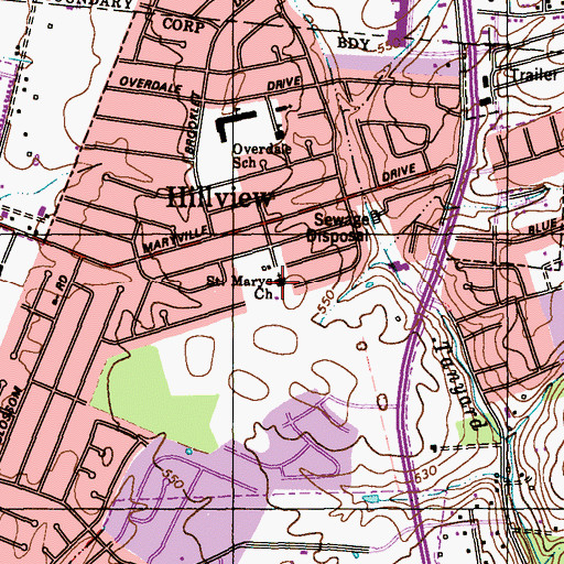 Topographic Map of Hillview Police Department, KY