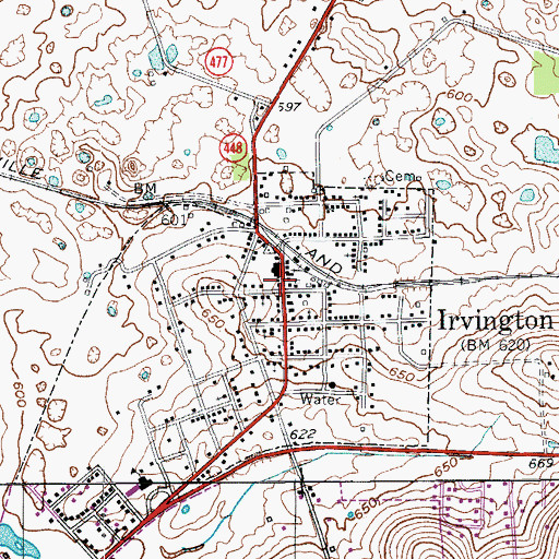 Topographic Map of Irvington Police Department, KY