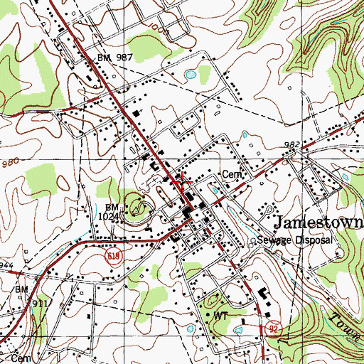 Topographic Map of Jamestown Police Department, KY
