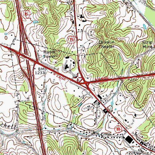 Topographic Map of Kentucky State Police Post 11, KY
